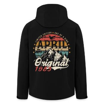 April 1983 | Birthday April 1983 - Men’s Recycled Softshell Jacket by Stanley/Stella - black - Back - AI Model Male 185 light (185cm)