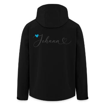Johann Nom Prénom Calligraphie Coeur - Veste softshell homme en polyester recyclé Stanley/Stella - noir - Dos - AI Model Male 185 light (185cm)