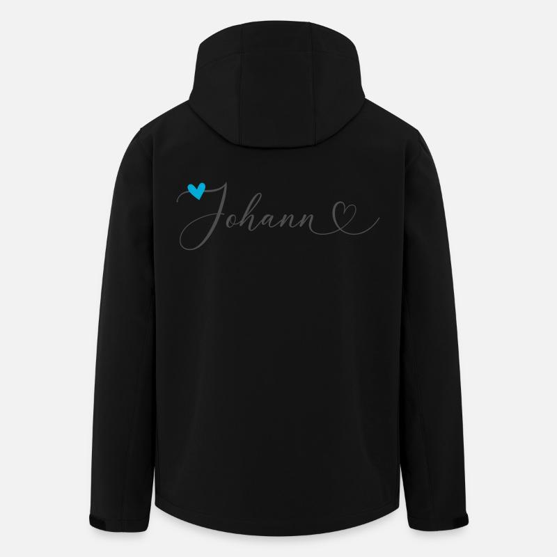 Johann Nom Prénom Calligraphie Coeur - Veste softshell homme en polyester recyclé Stanley/Stella - noir