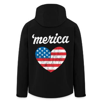 "Merica - Recycelte Männer Softshell-Jacke von Stanley/Stella - Schwarz - Hinten - AI Model Male 185 light (185cm)