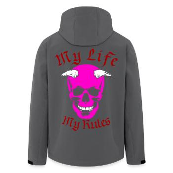 Pink Devil - My Life My Rules - Men’s Recycled Softshell Jacket by Stanley/Stella - black - Back - AI Model Male 185 light (185cm)