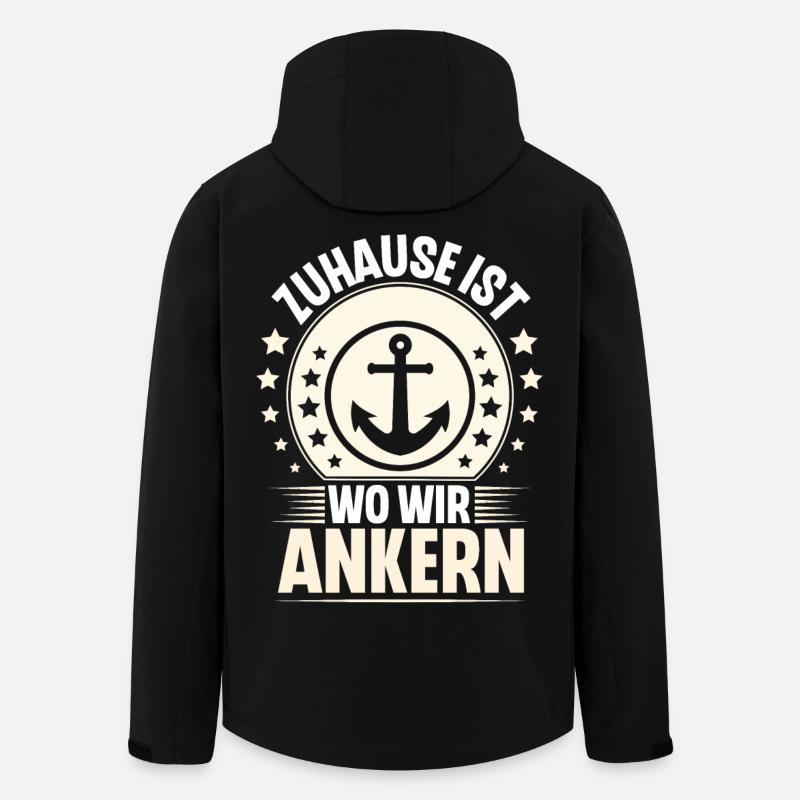 Zuhause Ist Wo Wir Ankern Segeln Schiff Boot - Recycelte Männer Softshell-Jacke von Stanley/Stella - Schwarz