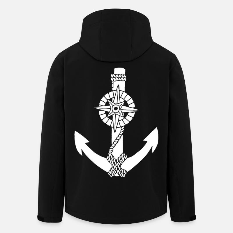 White anchor compass - Men’s Recycled Softshell Jacket by Stanley/Stella - black