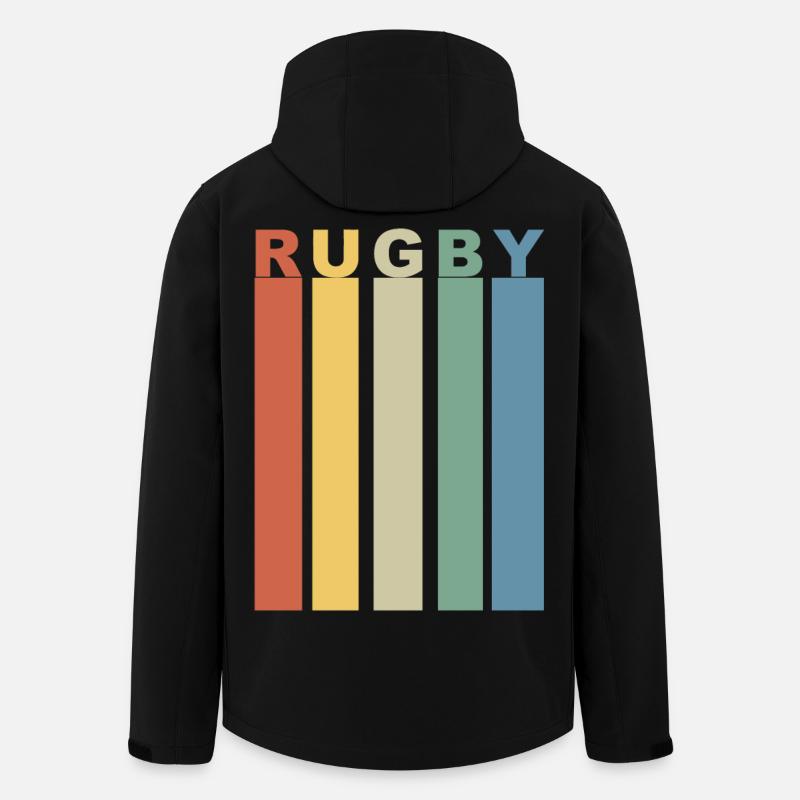 Retro-Rugby-Band mit vertikalen Farben - Recycelte Männer Softshell-Jacke von Stanley/Stella - Schwarz