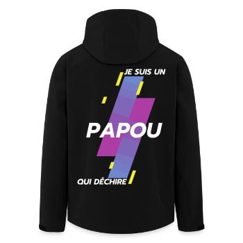 Je suis un Papou qui déchire Cadeau Humour Papy - Veste softshell homme en polyester recyclé Stanley/Stella - noir - Dos - AI Model Male 185 light (185cm)