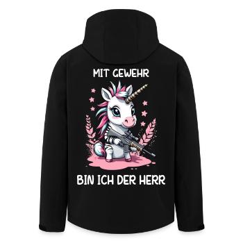 Licorne avec fusil de chasse - Veste softshell homme en polyester recyclé Stanley/Stella - noir - Dos - AI Model Male 185 light (185cm)
