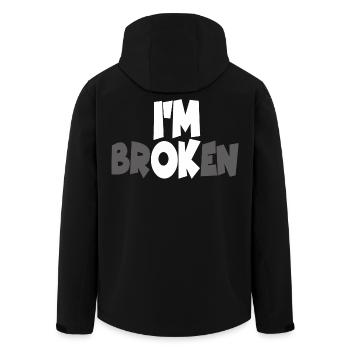 I AM BROKEN - Men’s Recycled Softshell Jacket by Stanley/Stella - black - Back - AI Model Male 185 light (185cm)