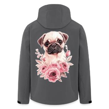 Mops mit Blumen - Recycelte Männer Softshell-Jacke von Stanley/Stella - Anthrazit - Hinten - AI Model Male 185 light (185cm)