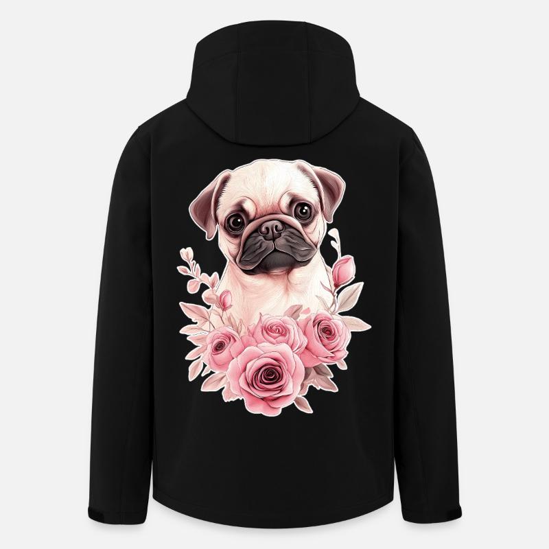 Pug with flowers - Men’s Recycled Softshell Jacket by Stanley/Stella - black