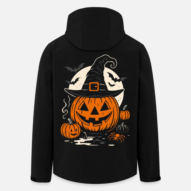 Halloween Kürbis mit Hexenhut & Spinne - Recycelte Männer Softshell-Jacke von Stanley/Stella - Schwarz