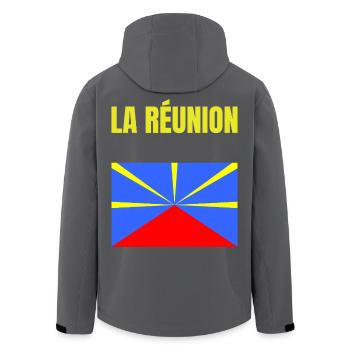 Reunion Island volcano flag t-shirt - Men’s Recycled Softshell Jacket by Stanley/Stella - black - Back - AI Model Male 185 light (185cm)