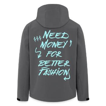 Need Money for Better Fashion – Trend Hoodie - Recycelte Männer Softshell-Jacke von Stanley/Stella - Anthrazit - Hinten - AI Model Male 185 light (185cm)