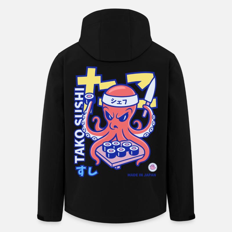 Chef Sushi Pieuvre - Veste softshell homme en polyester recyclé Stanley/Stella - noir