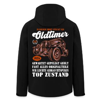 Voiture vintage 1976 Illustration de voiture rétro 50. - Veste softshell homme en polyester recyclé Stanley/Stella - noir - Dos - AI Model Male 185 light (185cm)