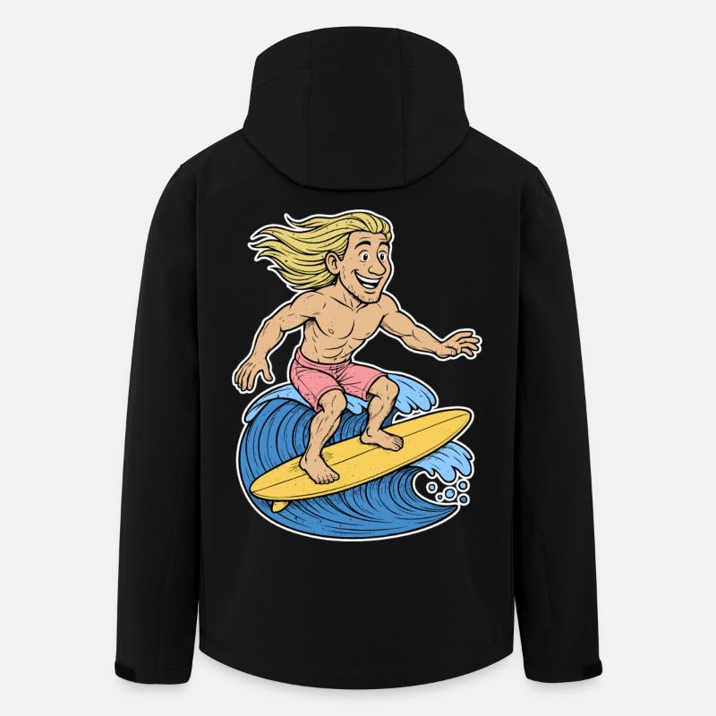 Blonde Surfer on Wave - Men’s Recycled Softshell Jacket by Stanley/Stella - black