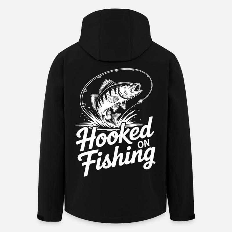 Hooked on Fishing Fish Jump - Men’s Recycled Softshell Jacket by Stanley/Stella - black