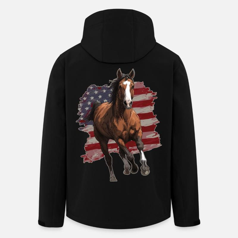 Drapeau des États-Unis de cheval - Veste softshell homme en polyester recyclé Stanley/Stella - noir