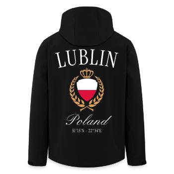 Lublin Polen Wappen Krone – Reise Souvenir - Recycelte Männer Softshell-Jacke von Stanley/Stella - Schwarz - Hinten - AI Model Male 185 light (185cm)