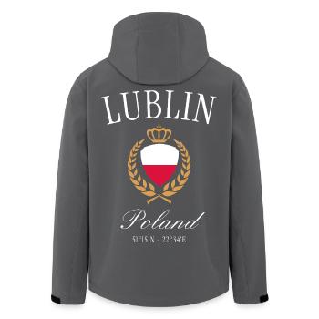 Couronne des armoiries de Lublin, Pologne, souvenir de voyage - Veste softshell homme en polyester recyclé Stanley/Stella - charbon - Dos - AI Model Male 185 light (185cm)