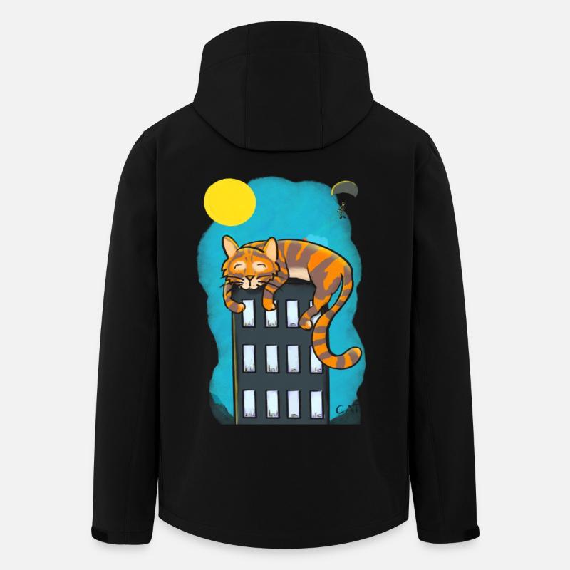 Katze über Wolkenkratzer - Recycelte Männer Softshell-Jacke von Stanley/Stella - Schwarz