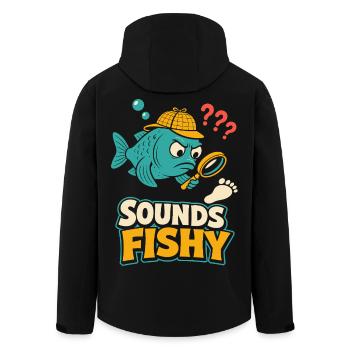 Sounds Fishy Detective Fish - Men’s Recycled Softshell Jacket by Stanley/Stella - black - Back - AI Model Male 185 light (185cm)