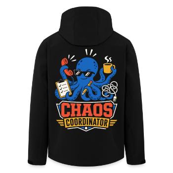 Chaos Coordinator Octopus - Men’s Recycled Softshell Jacket by Stanley/Stella - black - Back - AI Model Male 185 light (185cm)
