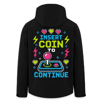 Insert Coin To Continue Retro Gaming - Men’s Recycled Softshell Jacket by Stanley/Stella - black - Back - AI Model Male 185 light (185cm)