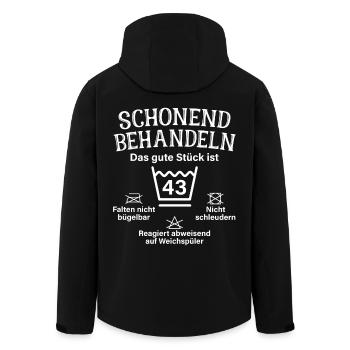 Schonend Behandeln 43 Geschenk Zum 43. Geburtstag - Recycelte Männer Softshell-Jacke von Stanley/Stella - Schwarz - Hinten - AI Model Male 185 light (185cm)