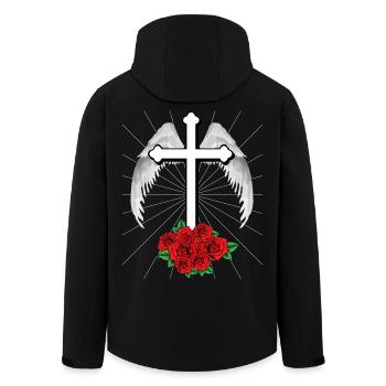 Heavenly Cross Crosses Jesus God Angel Wings - Men’s Recycled Softshell Jacket by Stanley/Stella - black - Back - AI Model Male 185 light (185cm)