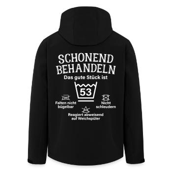 Schonend Behandeln 53 Geschenk Zum 53. Geburtstag - Recycelte Männer Softshell-Jacke von Stanley/Stella - Schwarz - Hinten - AI Model Male 185 light (185cm)