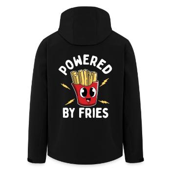 French Fries Powered By Fries Frites Fries Chip shop - Men’s Recycled Softshell Jacket by Stanley/Stella - black - Back - AI Model Male 185 light (185cm)