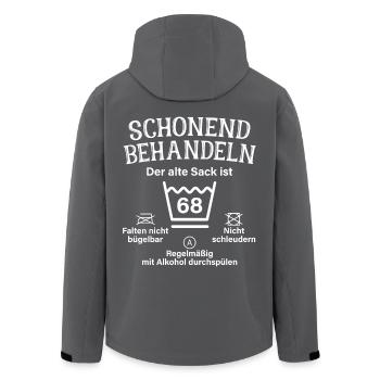 Schonend Behandeln 68. Geburtstag Der Alte Sack 68 - Recycelte Männer Softshell-Jacke von Stanley/Stella - Schwarz - Hinten - AI Model Male 185 light (185cm)