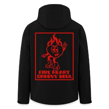 Fire heart Groovy soul - Men’s Recycled Softshell Jacket by Stanley/Stella - black - Back - AI Model Male 185 light (185cm)