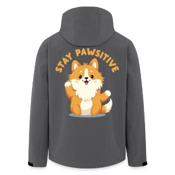 Stay Pawsitive - Men’s Recycled Softshell Jacket by Stanley/Stella - anthracite - Back - AI Model Male 185 light (185cm)