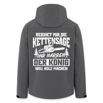 Der König will Holz machen - Holzfäller Kettensäge - Recycelte Männer Softshell-Jacke von Stanley/Stella - Schwarz - Hinten - AI Model Male 185 light (185cm)