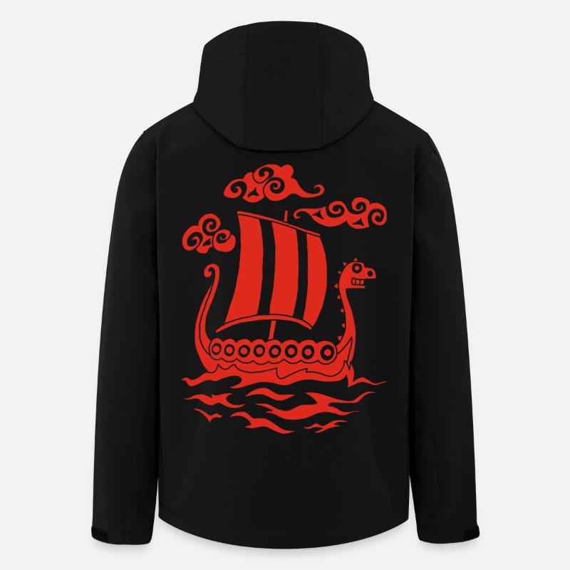 Lustiges rotes Drakkar - Recycelte Männer Softshell-Jacke von Stanley/Stella - Schwarz