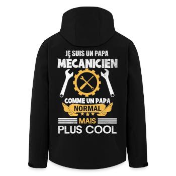 Papa mécanicien comme papa normal mais plus cool - Veste softshell homme en polyester recyclé Stanley/Stella - noir - Dos - AI Model Male 185 light (185cm)
