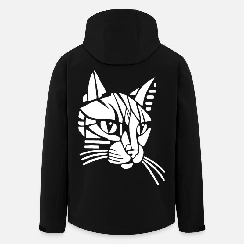 White tribal cat - Men’s Recycled Softshell Jacket by Stanley/Stella - black