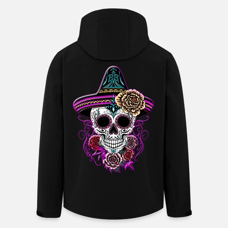 Sugar Skull Halloween Rosen Sombrero - Recycelte Männer Softshell-Jacke von Stanley/Stella - Schwarz