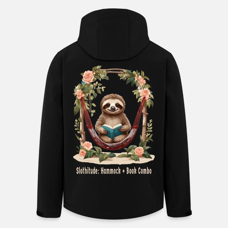 Cute sloth with book - Men’s Recycled Softshell Jacket by Stanley/Stella - black