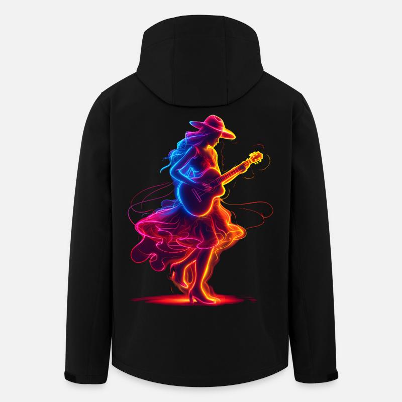 Guitariste Girl Synthwave - Veste softshell homme en polyester recyclé Stanley/Stella - noir