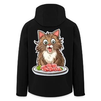 Gourmet-Katze vor seinem Sashimi-Festmahl - Recycelte Männer Softshell-Jacke von Stanley/Stella - Schwarz - Hinten - AI Model Male 185 light (185cm)