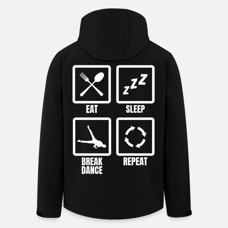 Manger dormir pause danse répéter - Veste softshell homme en polyester recyclé Stanley/Stella - noir