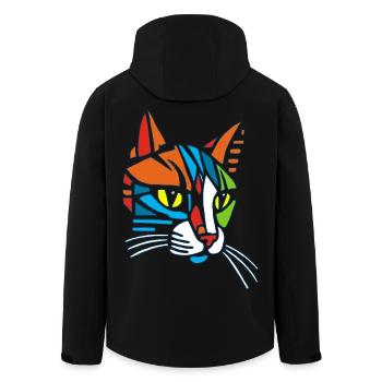 Chat Mosaïque tribal - Veste softshell homme en polyester recyclé Stanley/Stella - noir - Dos - AI Model Male 185 light (185cm)