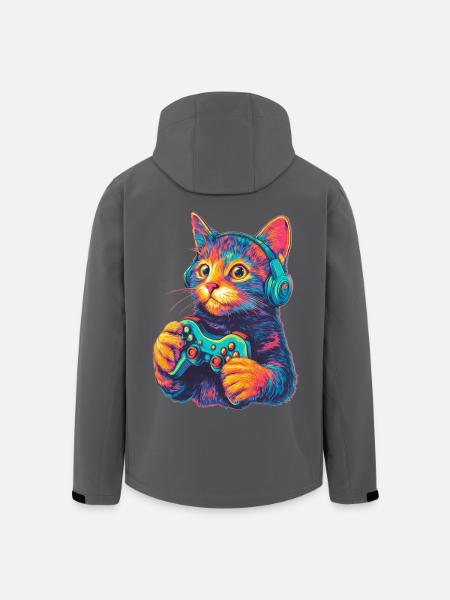 Joueur de chat drôle - Veste softshell homme en polyester recyclé Stanley/Stella - noir