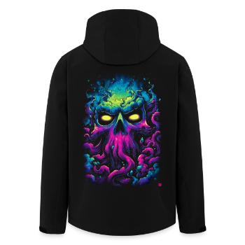Neon-Totenkopf im Nebelmeer - Recycelte Männer Softshell-Jacke von Stanley/Stella - Schwarz - Hinten - AI Model Male 185 light (185cm)