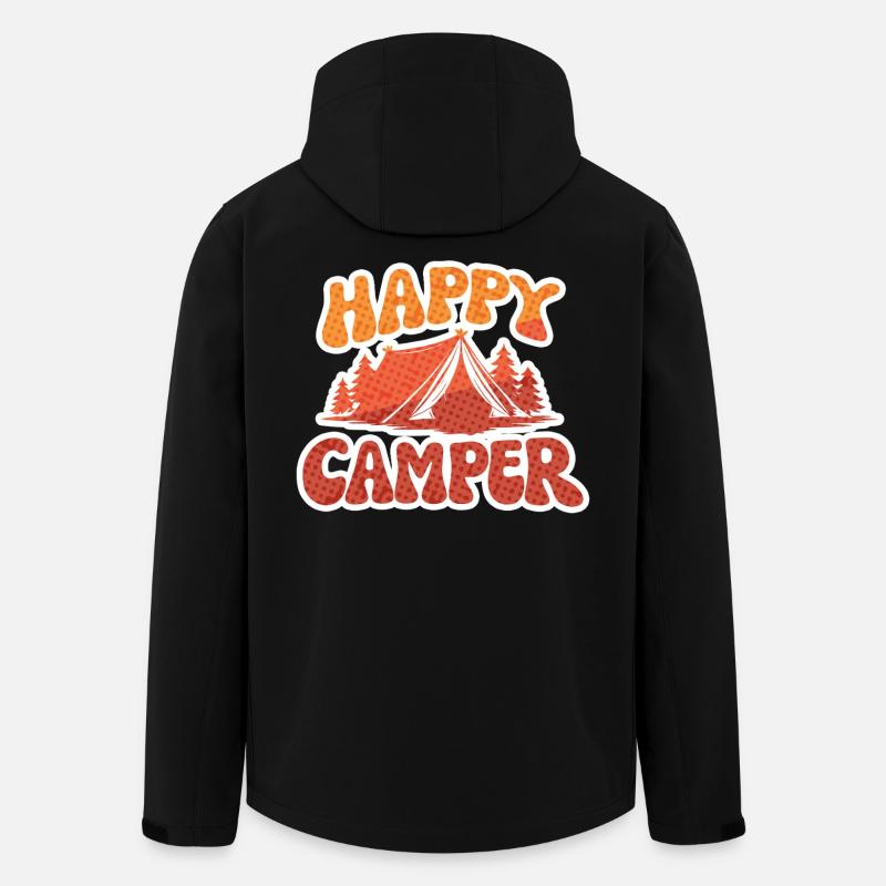 Fröhlicher Camper – Zeltmotiv - Recycelte Männer Softshell-Jacke von Stanley/Stella - Schwarz