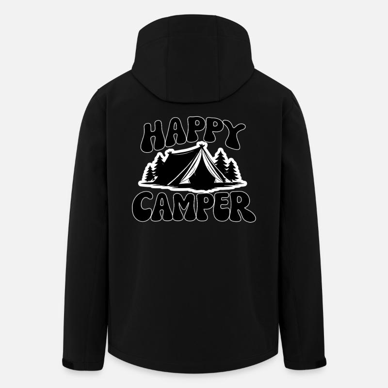 Happy Camper Tent Graphic - Men’s Recycled Softshell Jacket by Stanley/Stella - black