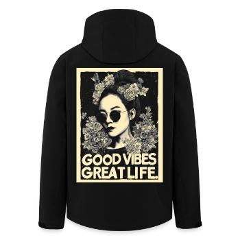 Vibes great Life tattoo - Recycelte Männer Softshell-Jacke von Stanley/Stella - Schwarz - Hinten - AI Model Male 185 light (185cm)