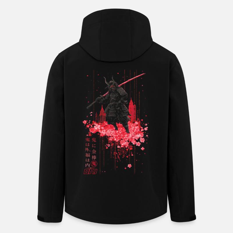 Oni - samurai mit Sakura Kirschblüten - Recycelte Männer Softshell-Jacke von Stanley/Stella - Schwarz